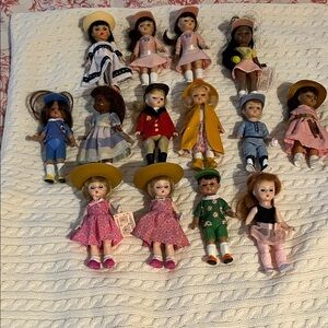 Madame Alexander Dolls Set with Pink, Blue, and Yellow Outfits